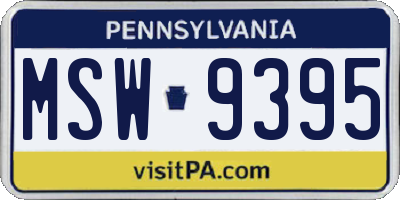 PA license plate MSW9395