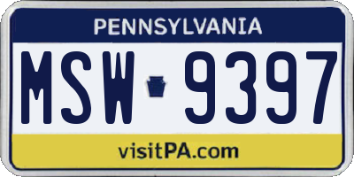 PA license plate MSW9397