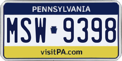 PA license plate MSW9398