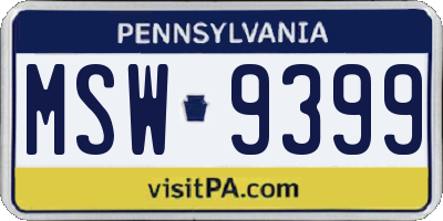 PA license plate MSW9399