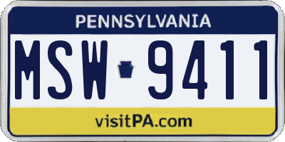 PA license plate MSW9411