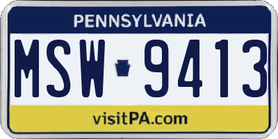 PA license plate MSW9413