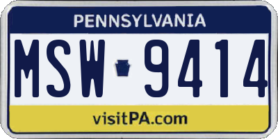 PA license plate MSW9414
