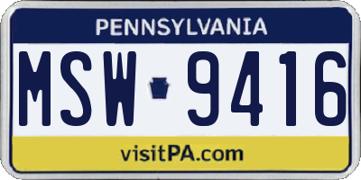 PA license plate MSW9416
