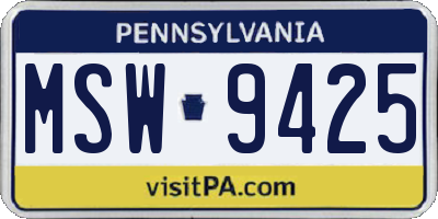 PA license plate MSW9425