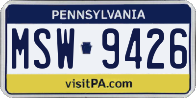 PA license plate MSW9426