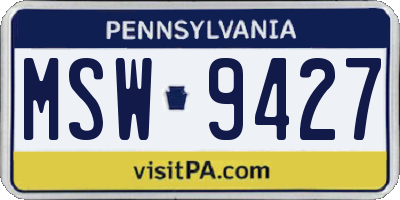 PA license plate MSW9427