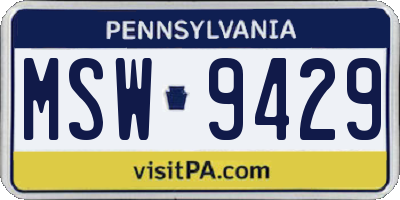 PA license plate MSW9429