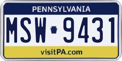 PA license plate MSW9431