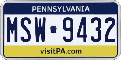 PA license plate MSW9432