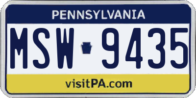 PA license plate MSW9435