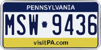 PA license plate MSW9436