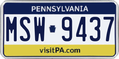 PA license plate MSW9437