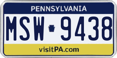 PA license plate MSW9438