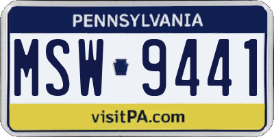 PA license plate MSW9441
