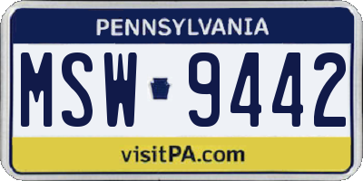 PA license plate MSW9442