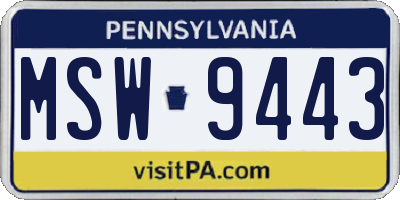 PA license plate MSW9443