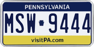 PA license plate MSW9444