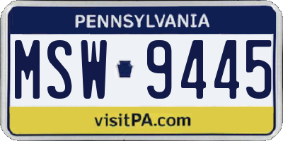 PA license plate MSW9445