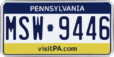 PA license plate MSW9446