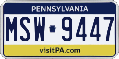 PA license plate MSW9447