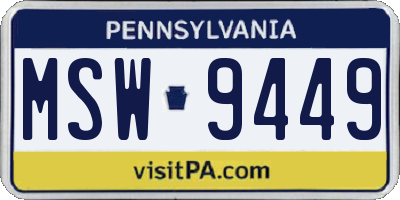 PA license plate MSW9449