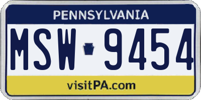 PA license plate MSW9454