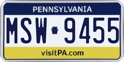 PA license plate MSW9455