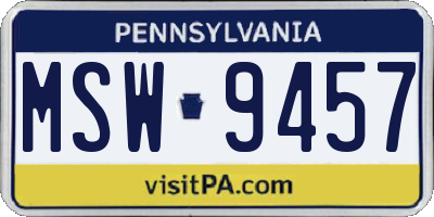 PA license plate MSW9457