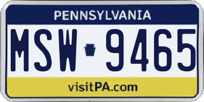 PA license plate MSW9465