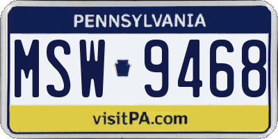 PA license plate MSW9468