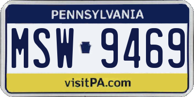 PA license plate MSW9469