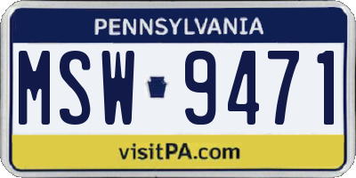 PA license plate MSW9471