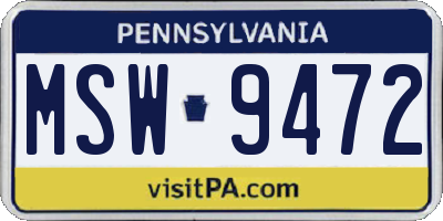 PA license plate MSW9472