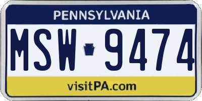 PA license plate MSW9474