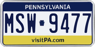 PA license plate MSW9477