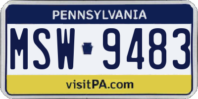 PA license plate MSW9483