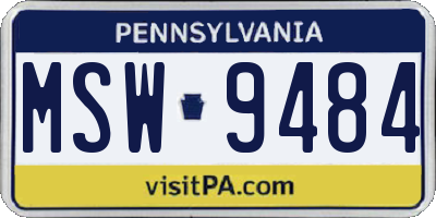 PA license plate MSW9484