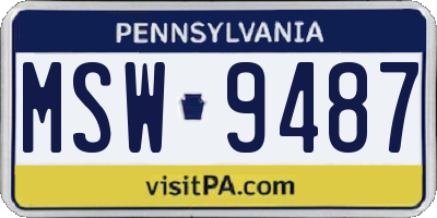 PA license plate MSW9487