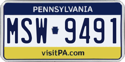 PA license plate MSW9491