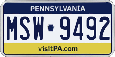 PA license plate MSW9492