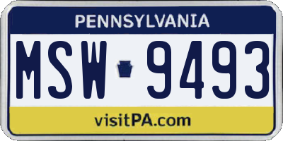PA license plate MSW9493