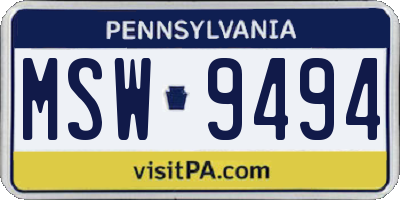 PA license plate MSW9494