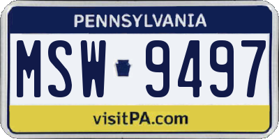PA license plate MSW9497