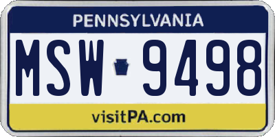 PA license plate MSW9498