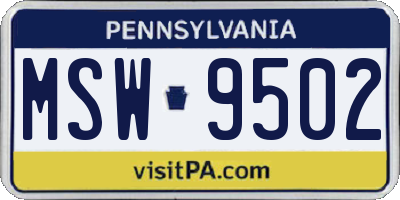 PA license plate MSW9502