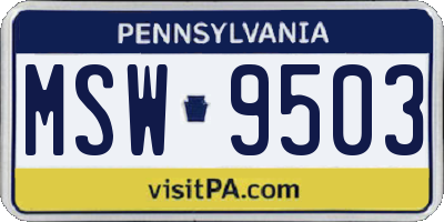 PA license plate MSW9503