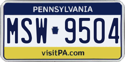 PA license plate MSW9504