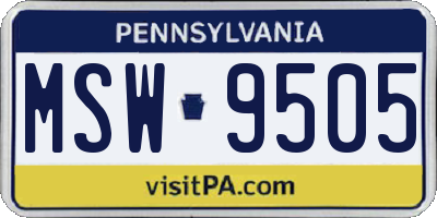 PA license plate MSW9505