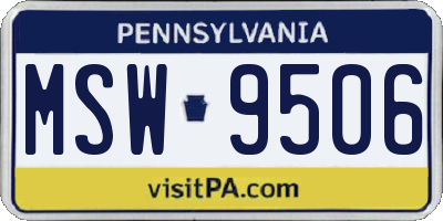 PA license plate MSW9506